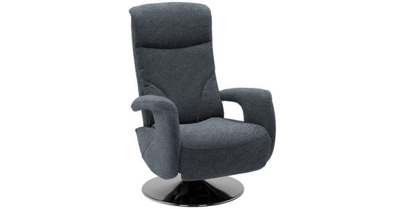 RELAXSESSEL Chenille, Mikrofaser Relaxfunktion, Kopfteilverstellung    - Chromfarben/Dunkelblau, Design, Textil/Metall (71/110/83cm) - Dieter Knoll