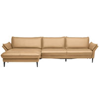 ECKSOFA Valdera in Echtleder Honig  172/334 cm  - Schwarz/Honig, Design, Leder/Metall (172/334cm) - Valdera