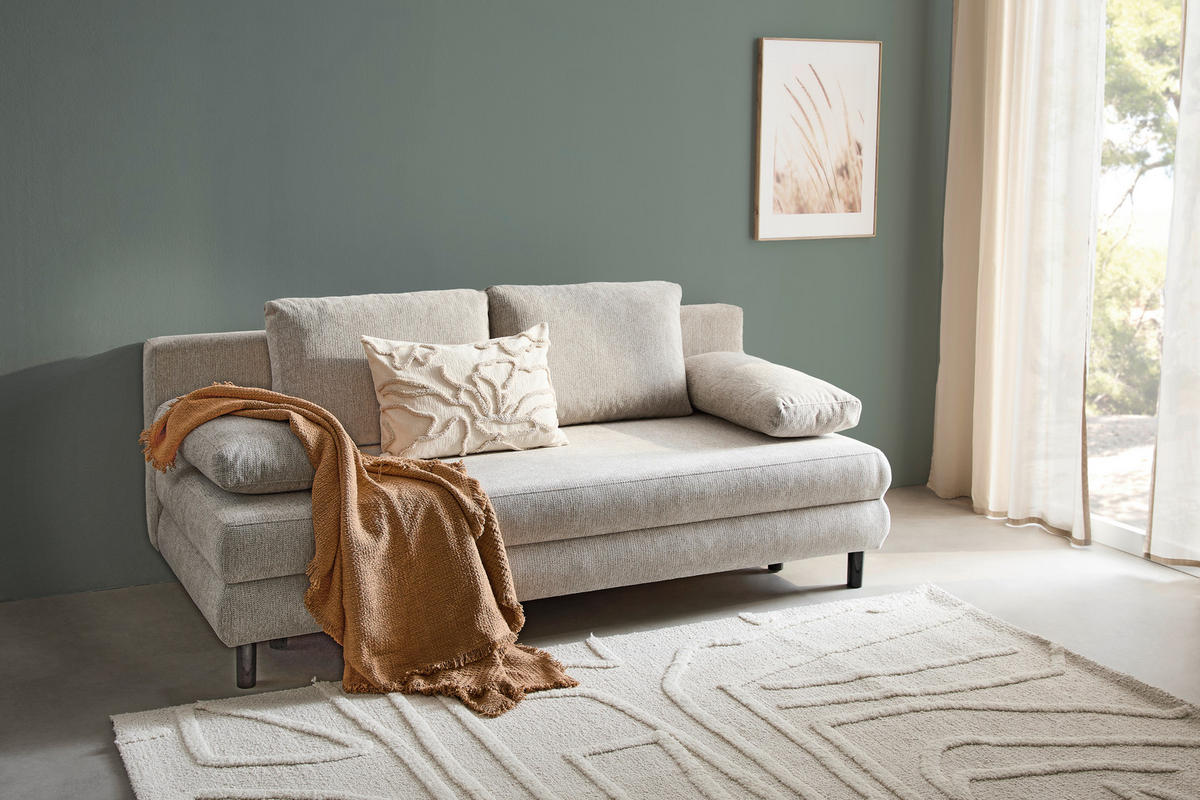 SCHLAFSOFA Lia  mit Webstoff Taupe  - Taupe/Schwarz, Design, Textil/Metall (197/84/92,5cm) - Xora