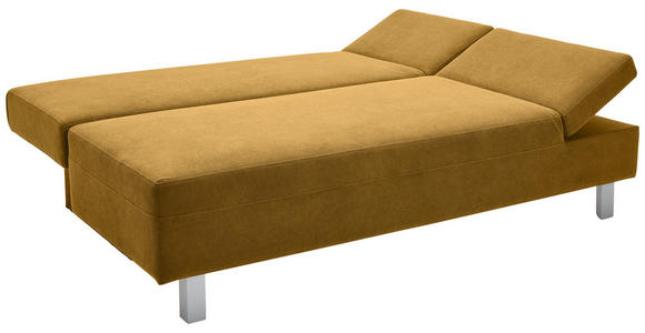 SCHLAFSOFA Flachgewebe Senfgelb - Chromfarben/Senfgelb, Design, Holz/Textil (205/77-93/99cm) - Novel
