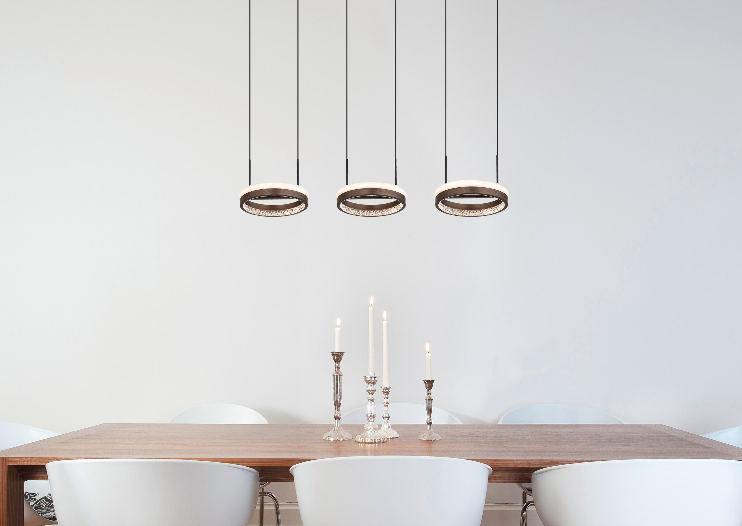 LED-HÄNGELEUCHTE 82/20,6/150 cm    - Klar/Weiss, Design, Kunststoff/Metall (82/20,6/150cm) - Globo