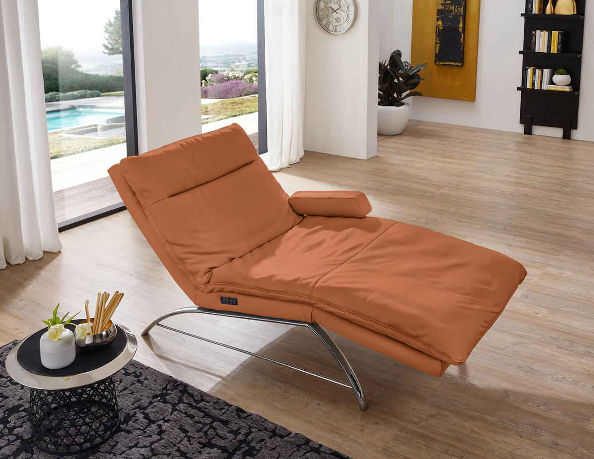 RELAXLIEGE in Echtleder Cognac  - Cognac/Alufarben, Basics, Leder (95/91/170cm) - Chilliano