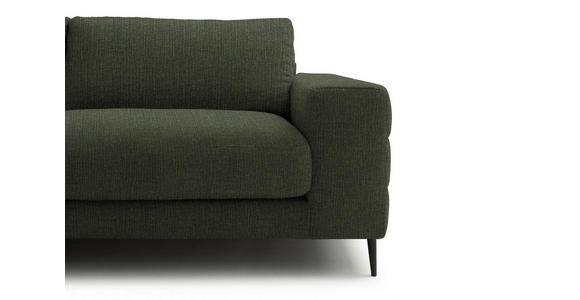 ECKSOFA  in Flachgewebe Dunkelgrün Rücken echt  177/253 cm  - Dunkelgrün/Schwarz, Design, Textil/Metall (177/253cm) - Dieter Knoll
