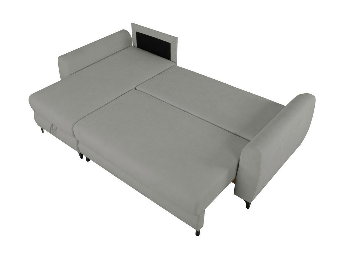 ECKSOFA Moli Grau Bouclé  - Schwarz/Grau, Design, Textil/Metall (236/148cm) - MID.YOU