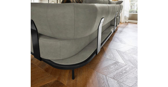 ECKSOFA in Echtleder Grau  - Schwarz/Grau, Design, Leder/Metall (237/302cm) - Dieter Knoll