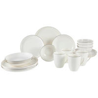 KOMBINOVANÝ SERVIS 20-dielne, nový kostný porcelán (new bone china) keramika  - biela/zlatá, Design, keramika - Novel