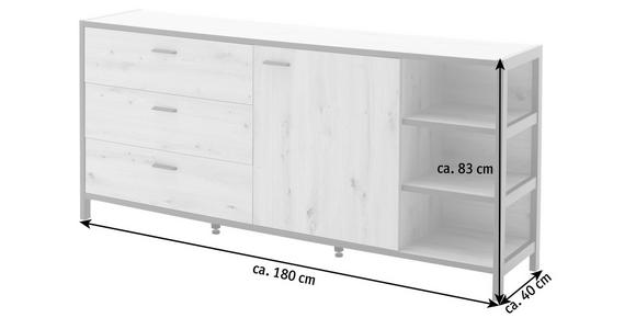 SIDEBOARD Anthrazit, Eichefarben Befestigungsmaterial, Einlegeböden  - Eichefarben/Anthrazit, Design, Holzwerkstoff/Metall (180/83/40cm) - Carryhome