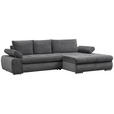 ECKSOFA in Flachgewebe Grau  294/173 cm  - Chromfarben/Weiß, Design, Kunststoff/Textil (294/173cm) - Carryhome