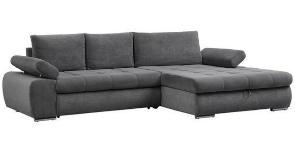 ECKSOFA in Flachgewebe Grau  294/173 cm  - Chromfarben/Weiß, Design, Kunststoff/Textil (294/173cm) - Carryhome