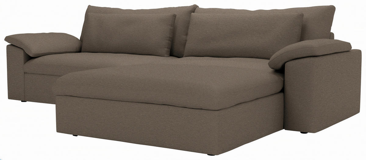 ECKSOFA Flachgewebe Graubraun  - Graubraun/Schwarz, Modern, Kunststoff/Textil (306/198cm) - Carryhome