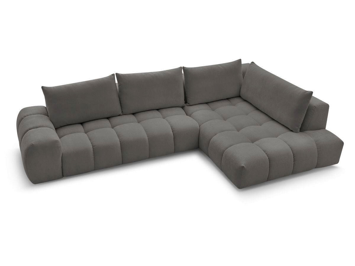 ECKSOFA Ottomane rechts  EVEREST Dunkelgrau Struktur  - Dunkelgrau/Schwarz, MODERN, Kunststoff/Textil (352/210cm) - Livetastic