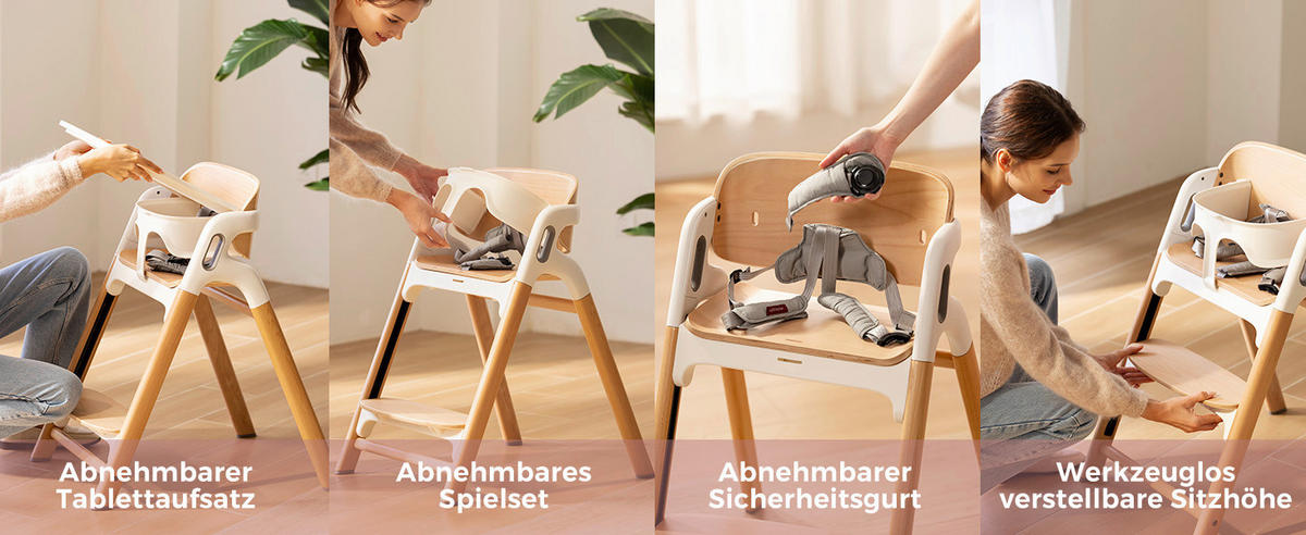KOMBIHOCHSTUHL Hochstuhl  - Hellbraun, Basics, Holz (71,1/79,5/56,2cm) - Momcozy