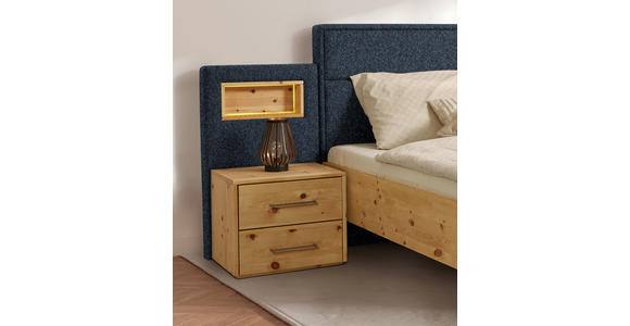 BETT 180/200 cm in Zirbelkieferfarben, Dunkelblau - Zirbelkieferfarben/Dunkelblau, Natur, Holz/Textil (180/200cm) - Valnatura