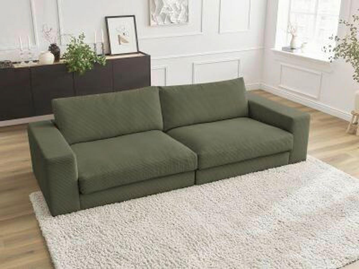 3-SITZER-SOFA LEONARD Cord Hellgrün  - Schwarz/Hellgrün, MODERN, Kunststoff/Textil (234/77/109cm)