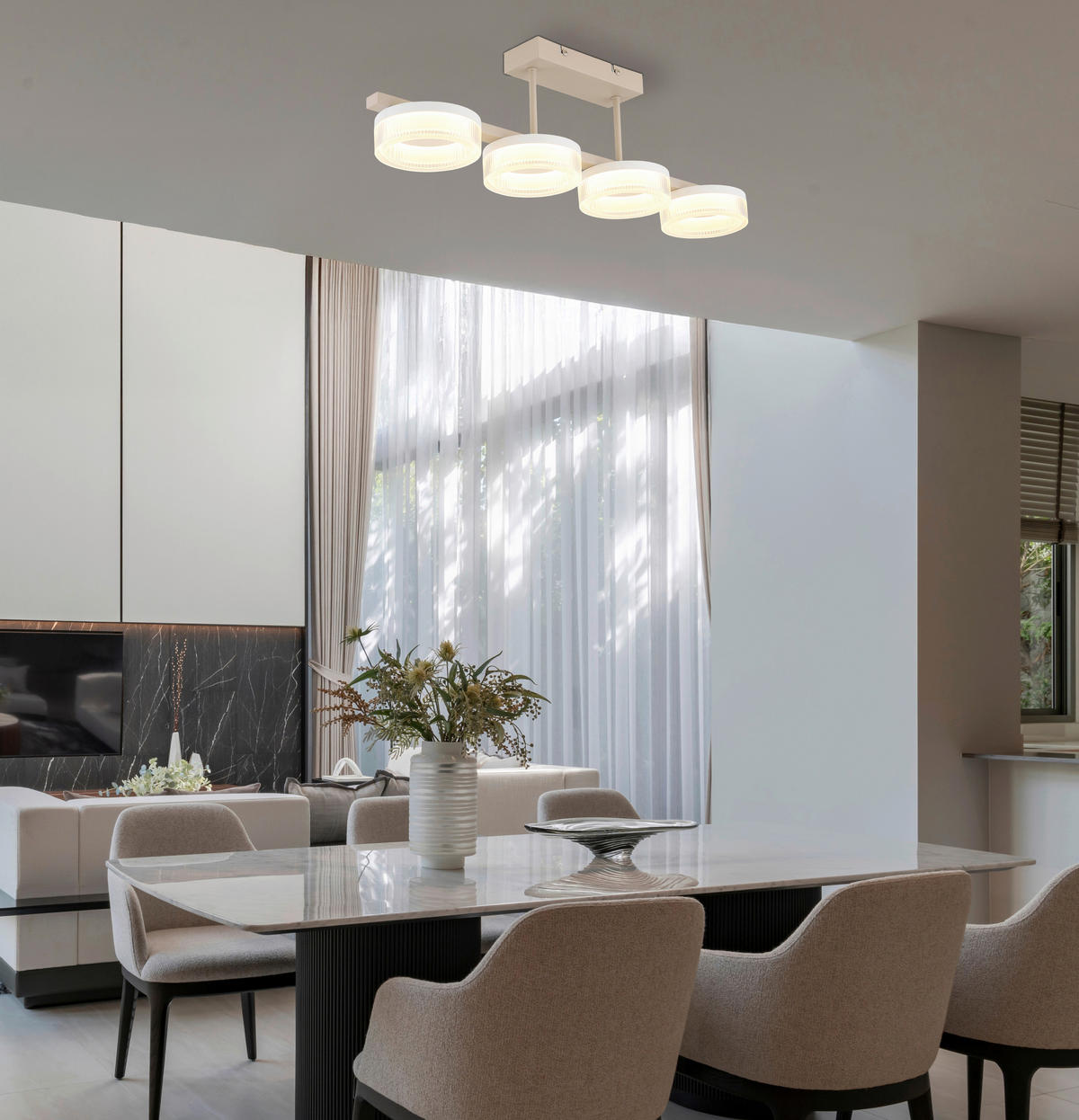 LED-DECKENLEUCHTE 67/13/19,5 cm   - Sandfarben/Transparent, Design, Kunststoff/Metall (67/13/19,5cm) - Globo