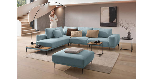 ECKSOFA  in Leinwand Hellblau  271/318 cm  - Schwarz/Hellblau, Design, Textil/Metall (271/318cm) - Belluti