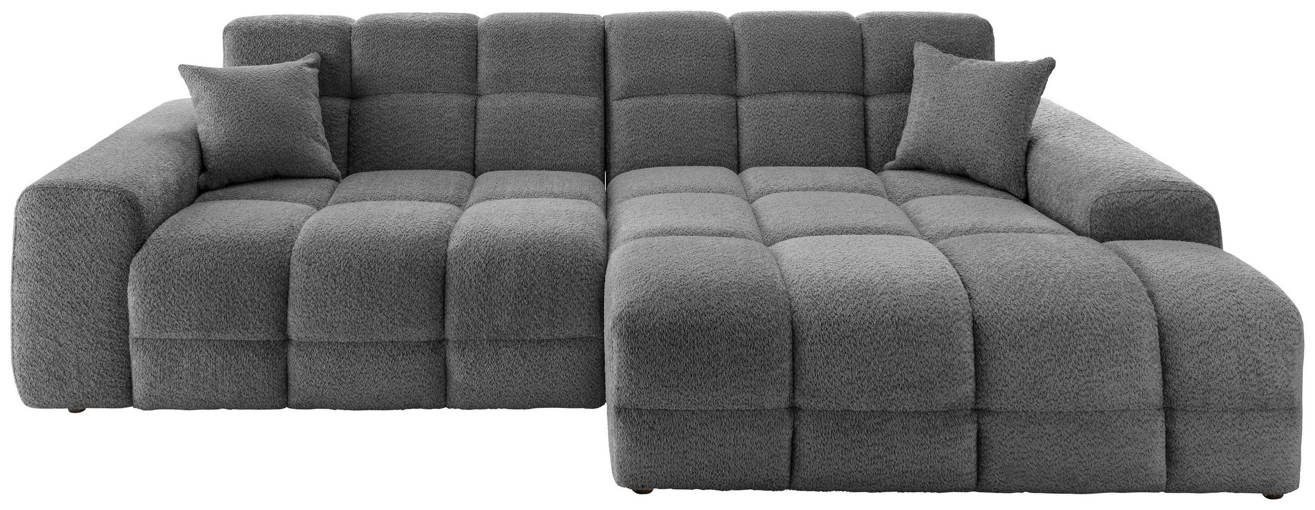 ECKSOFA in Bouclé Anthrazit  - Anthrazit/Schwarz, Modern, Kunststoff/Textil (301/152cm) - Livetastic