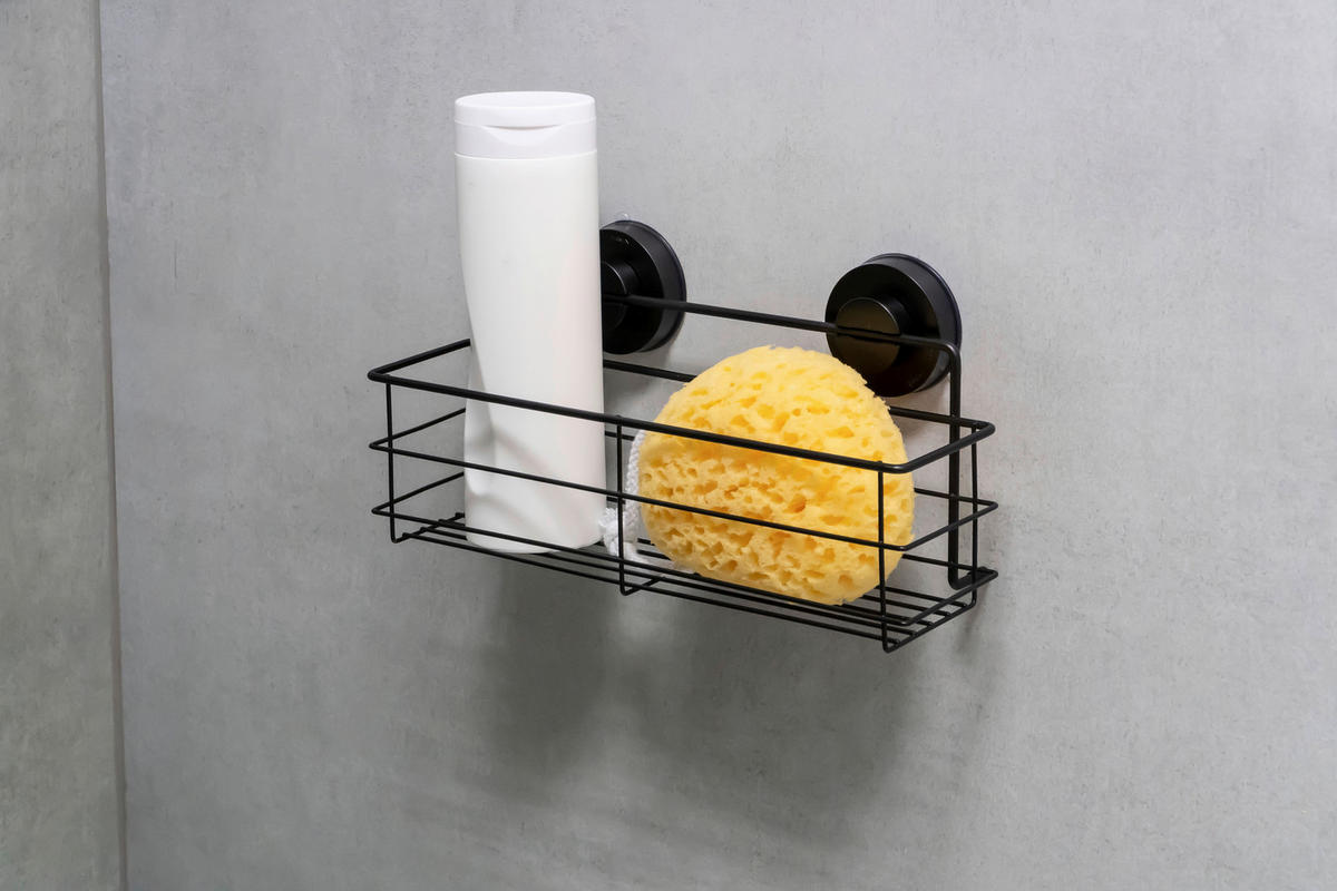 Poliță Pentru Duș metal, plastic  - negru, Basics, plastic/metal (30,5/14,6/11,5cm) - Sadena