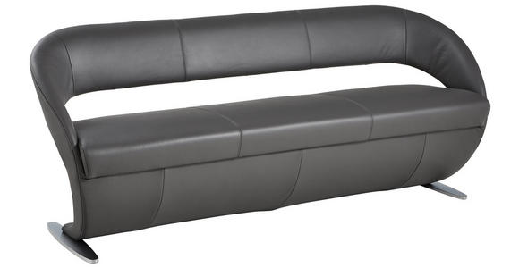 SITZBANK in Leder Edelstahlfarben, Dunkelgrau - Edelstahlfarben/Dunkelgrau, Design, Leder/Metall (204/83/68cm) - Moderano