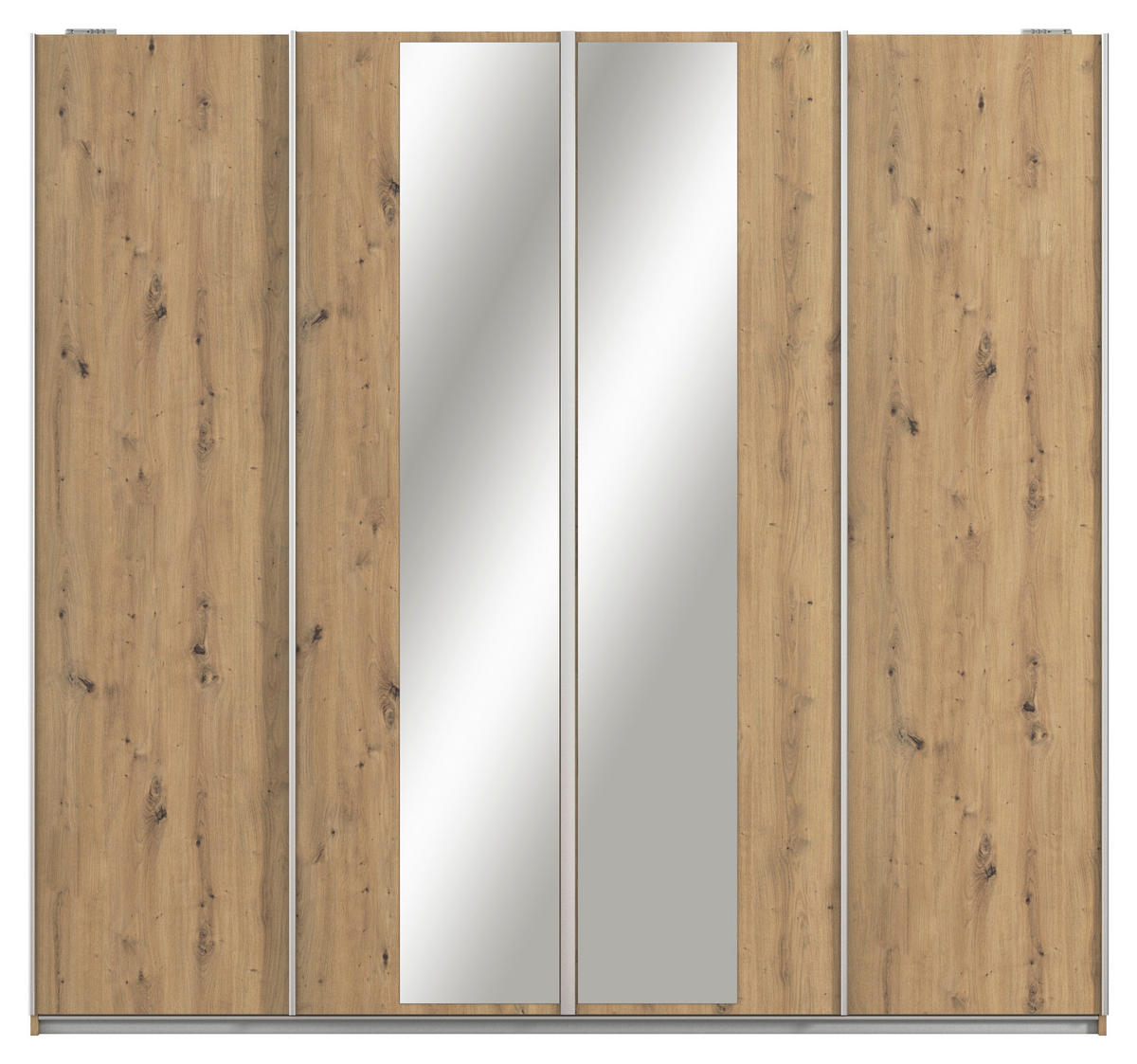 GARDEROB MED SKJUTDÖRRAR 226/211/62 cm 4-dörrar - klar/aluminiumfärg, Modern, metall/trämaterial (226/211/62cm) - Rauch Möbel