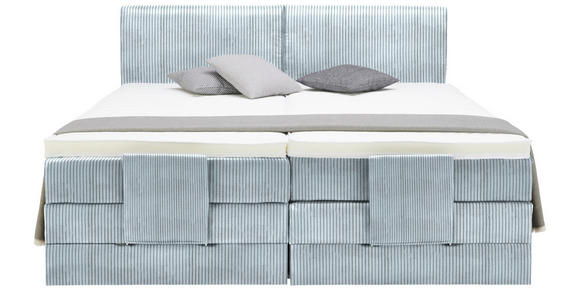 BOXSPRINGBETT 180/200 cm  in Hellblau  - Schwarz/Hellblau, Design, Kunststoff/Textil (180/200cm) - Hom`in