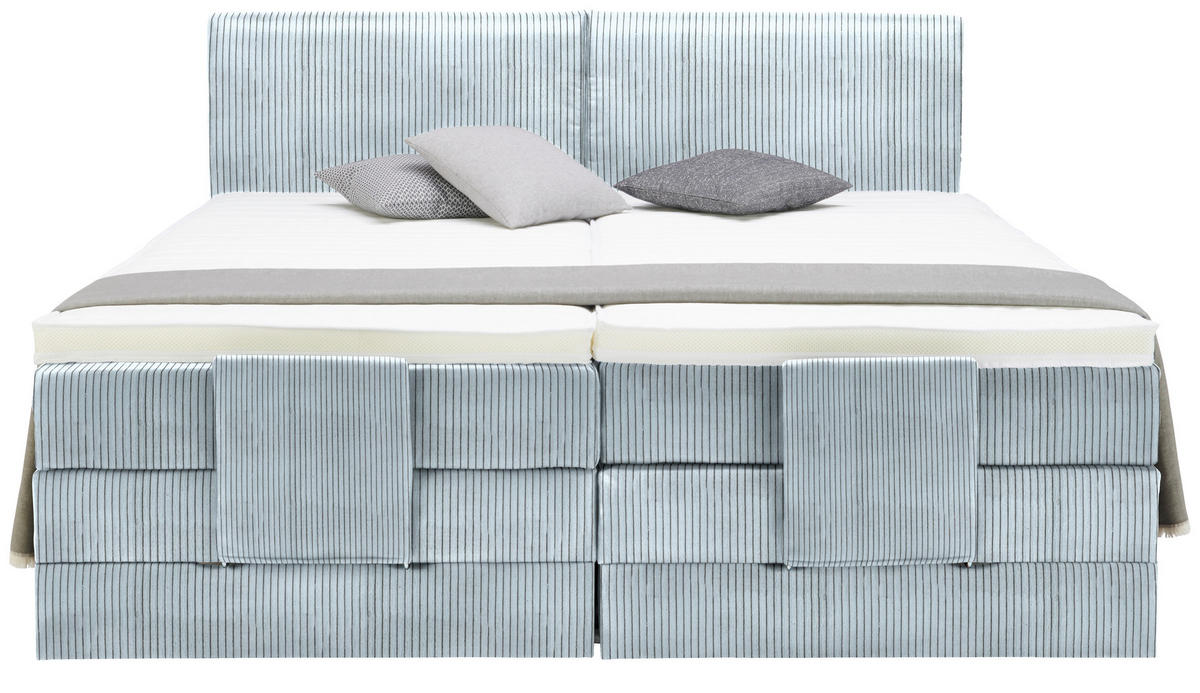 BOXSPRINGBETT 180/200 cm  in Hellblau  - Schwarz/Hellblau, Design, Kunststoff/Textil (180/200cm) - Hom`in
