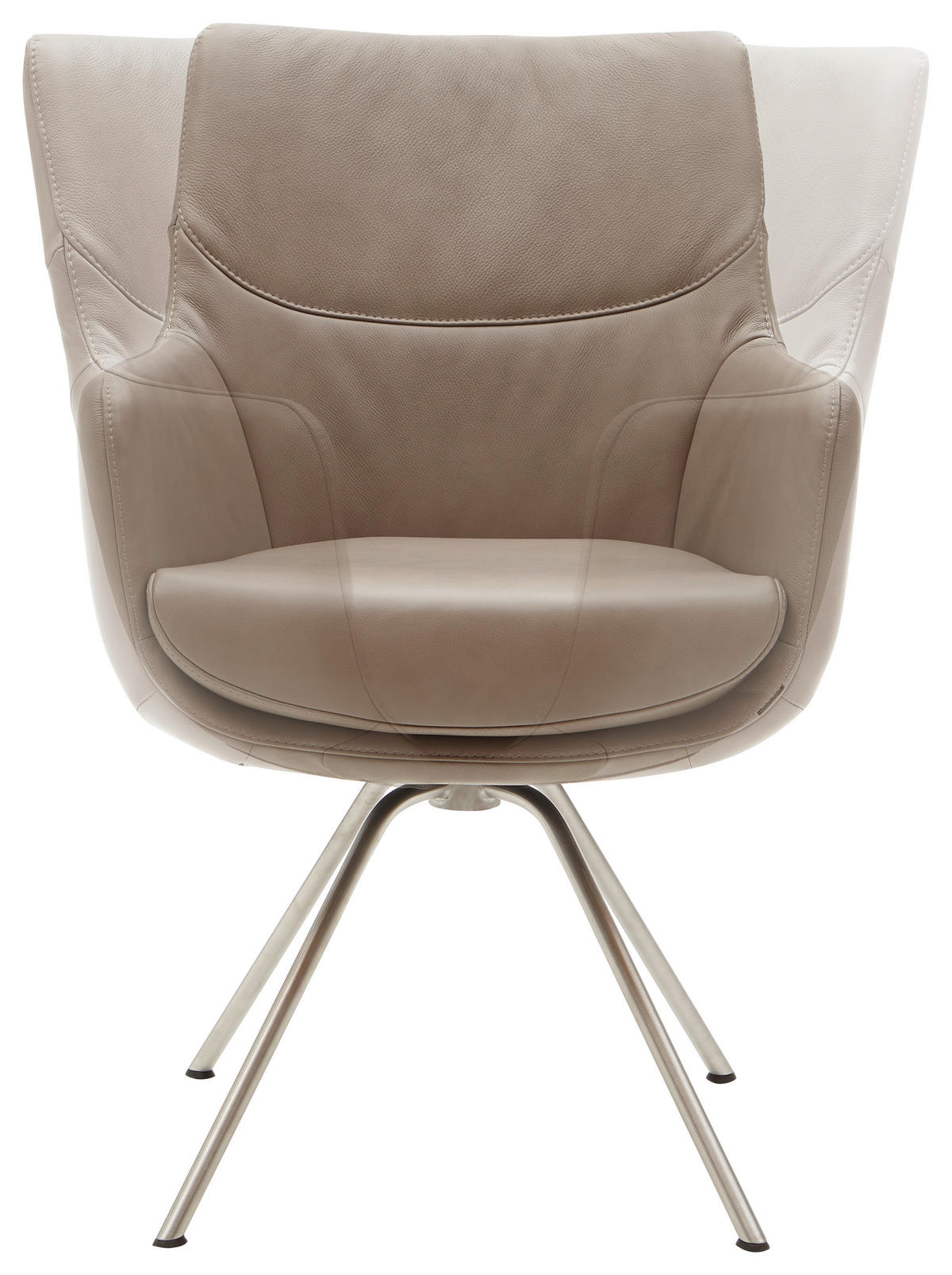 ARMLEHNSTUHL  in Echtleder pigmentiert  - Taupe/Edelstahlfarben, Design, Leder/Metall (60/90/61cm) - Dieter Knoll