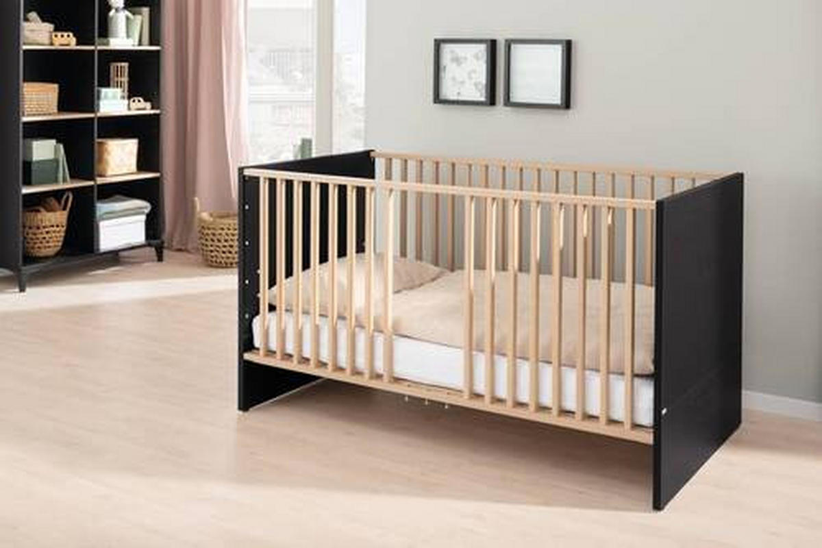 GITTERBETT Tomke 70/140 cm  - Eichefarben/Schwarz, Basics, Holz/Holzwerkstoff (70/140cm) - Paidi