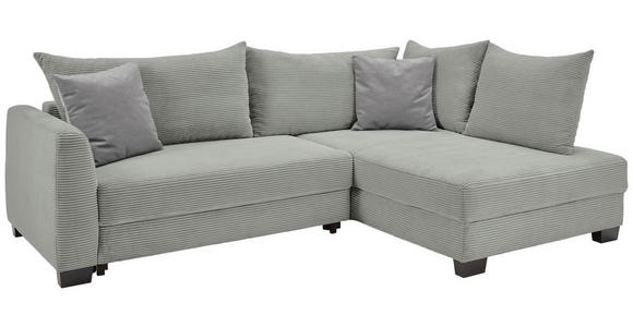 ECKSOFA in Cord Hellgrau  - Hellgrau/Schwarz, KONVENTIONELL, Holz/Textil (267/181cm) - Carryhome