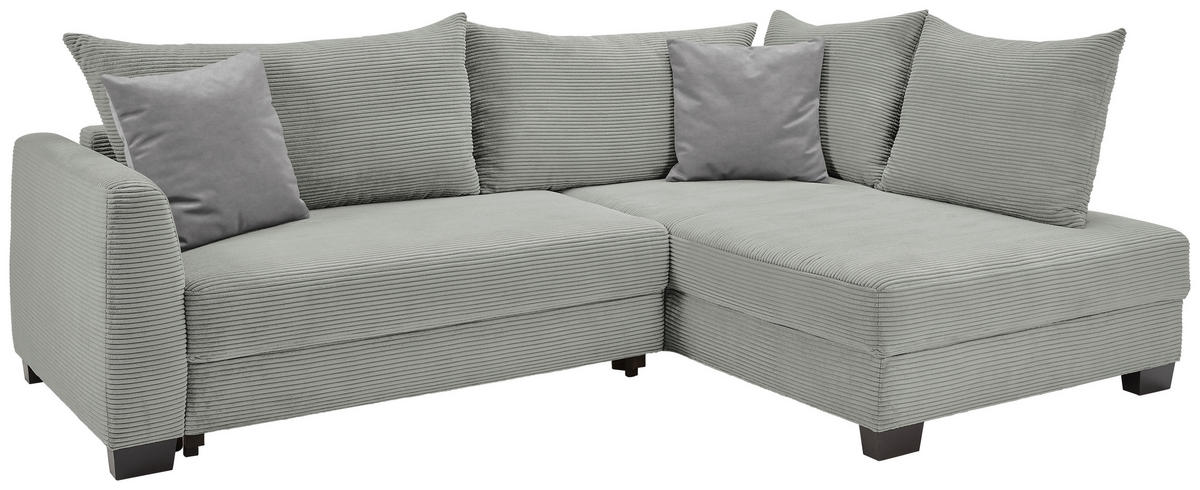 ECKSOFA in Cord Hellgrau  - Hellgrau/Schwarz, Konventionell, Holz/Textil (267/181cm) - Carryhome