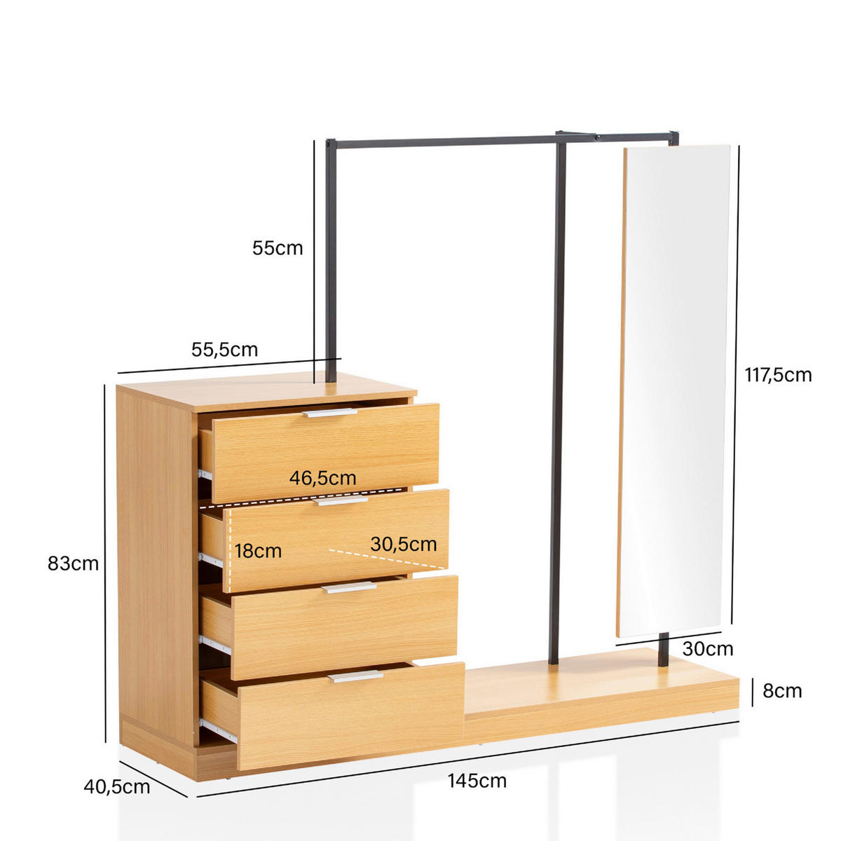 PREDSOBLJE  boje hrasta  - boje hrasta, Design, drvni materijal (145/138/40,5cm) - Livetastic