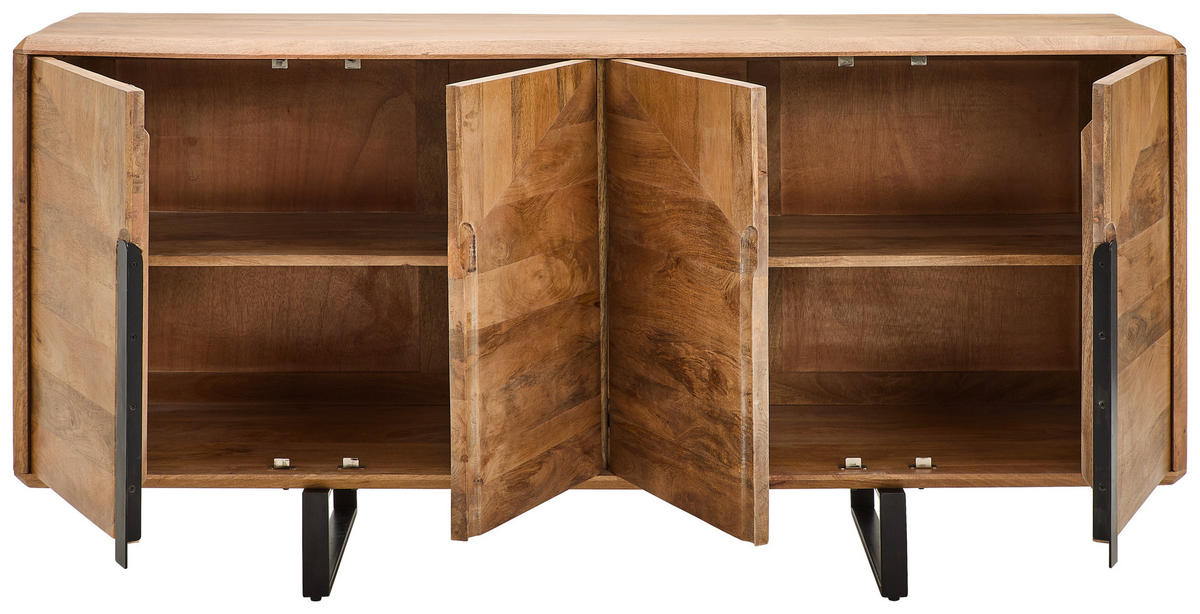 SIDEBOARD  in 170/80/45 cm  - Schwarz/Naturfarben, Design, Holz/Metall (170/80/45cm) - Livetastic