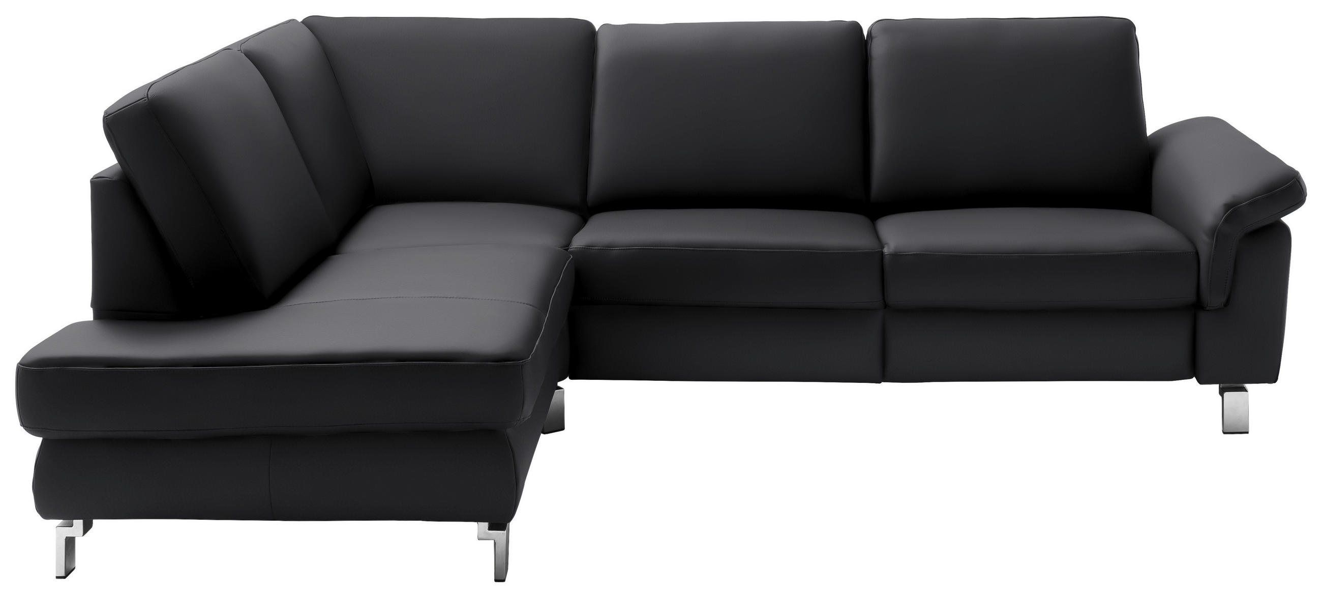 ECKSOFA in Echtleder Dunkelgrau, Fango  - Chromfarben/Fango, Design, Leder/Metall (200/271cm) - Pure Home Lifestyle