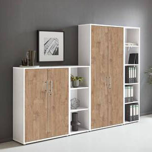 AKTENSCHRANK Weiß, Eichefarben  - Eichefarben/Weiß, MODERN, Holzwerkstoff (257/186/33cm) - MID.YOU