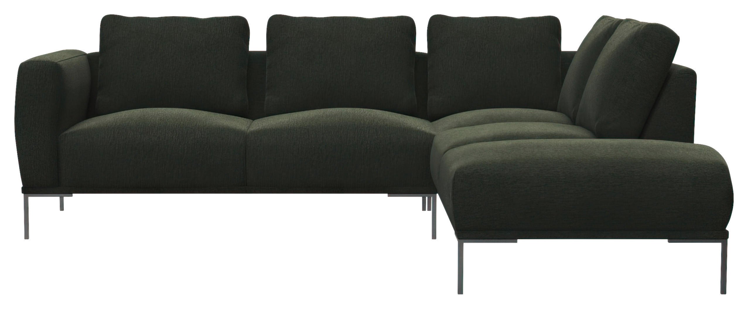 ECKSOFA Waldgrün Webstoff, Flachgewebe  - Waldgrün/Schwarz, Design, Textil/Metall (252/206cm) - Livetastic