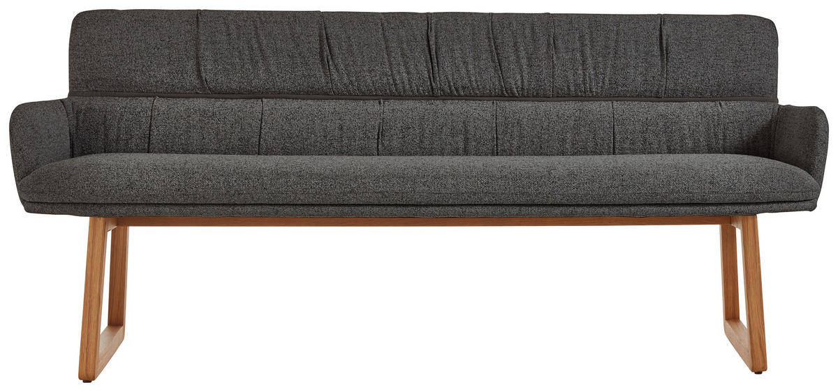 SITZBANK 220/86/68 cm Mikrofaser Graphitfarben Wildeiche massiv  - Wildeiche/Graphitfarben, Design, Holz/Textil (220/86/68cm) - Valdera