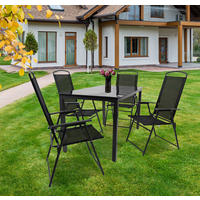 GARTENTISCHGRUPPE   - Anthrazit/Schwarz, Basics, Glas/Textil - Gardenson