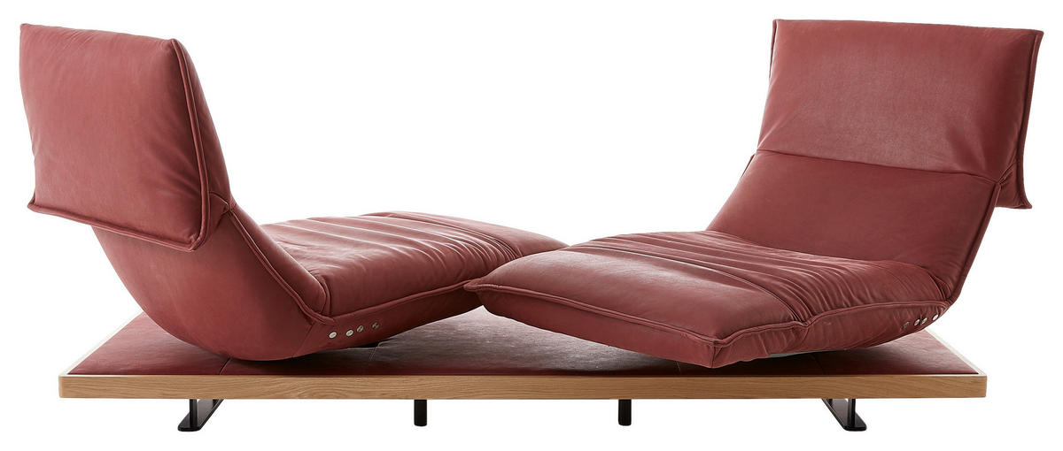 2-SITZER-SOFA Bordeaux Echtleder  - Bordeaux/Schwarz, Design, Leder/Holz (240/80-112/115-159cm) - Koinor