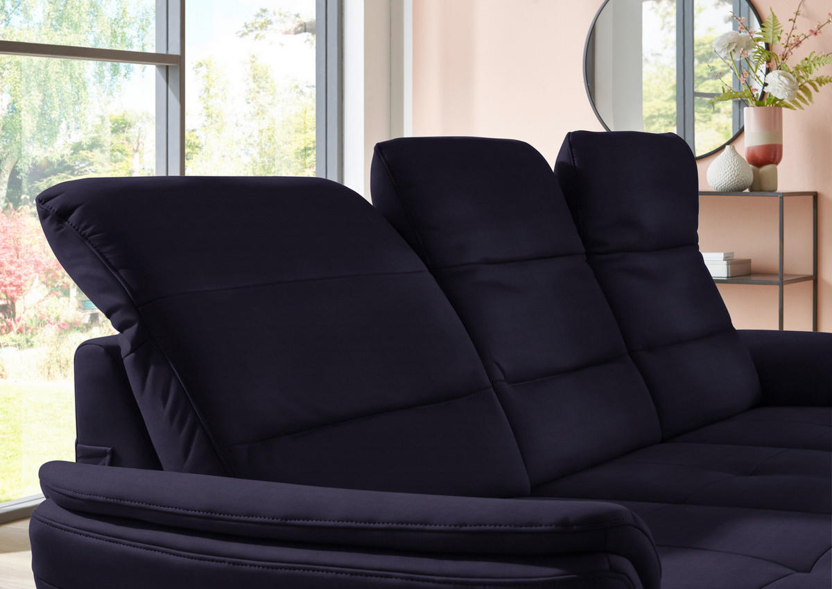 ECKSOFA in Flachgewebe Schwarz  181/260 cm  - Schwarz, KONVENTIONELL, Textil/Metall (181/260cm) - Beldomo Speed