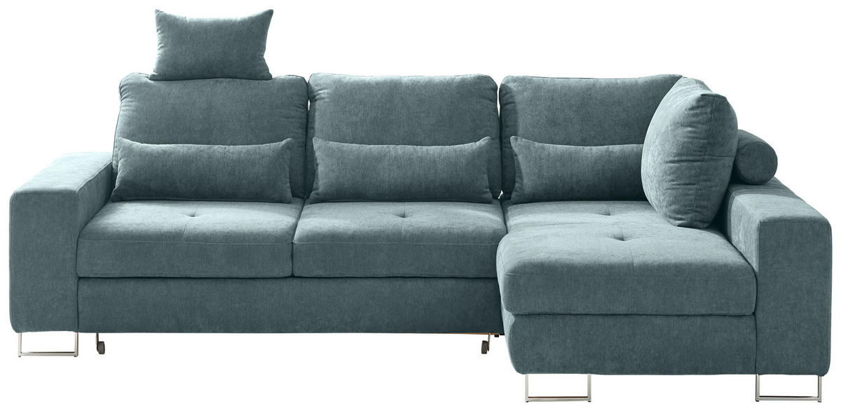 ECKSOFA  in Flachgewebe Grün  260/188 cm  - Grün, Design, Textil/Metall (260/188cm) - Hom`in