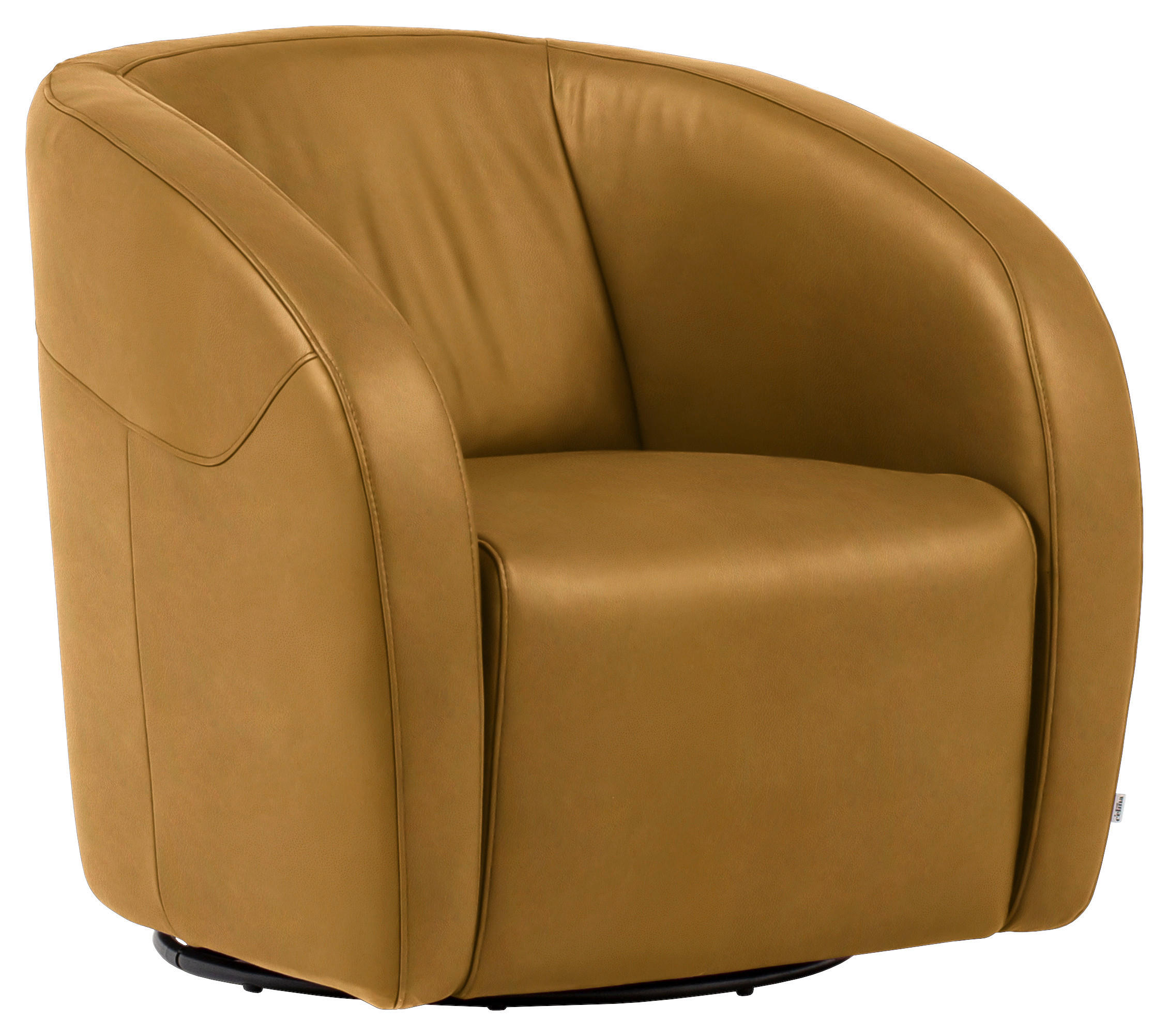 SESSEL in Echtleder Currygelb - Currygelb/Schwarz, Design, Leder/Kunststoff (80/78/82cm) - Celina
