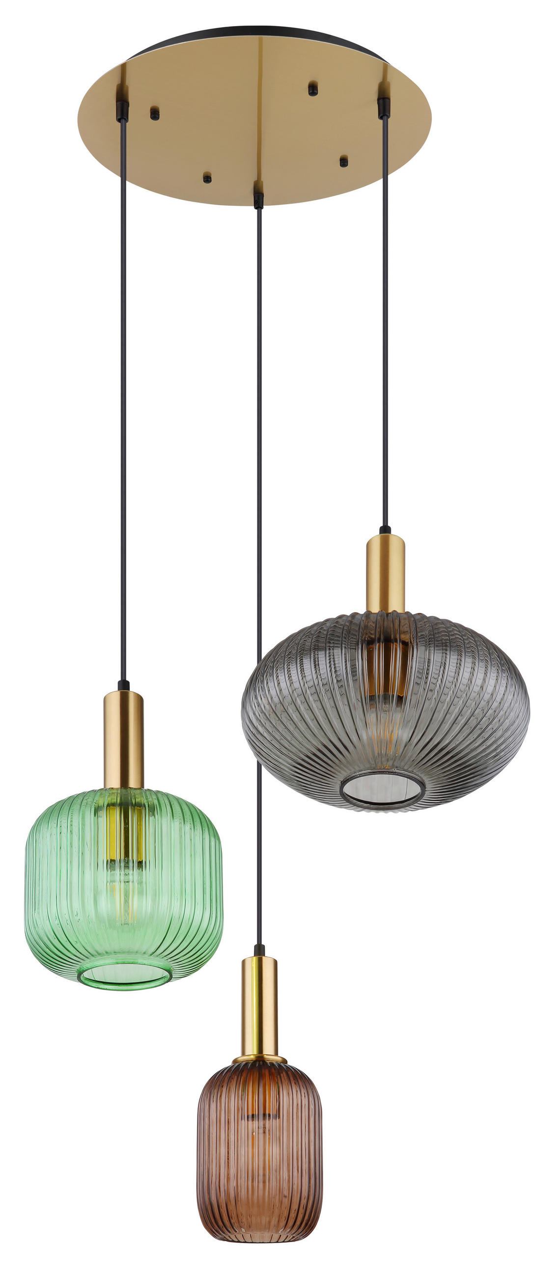 HÄNGELEUCHTE 55/130 cm   - Messingfarben/Grün, Design, Glas/Metall (55/130cm) - Globo