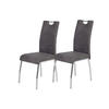 STUHL-SET 2 Stück  in Stahl Mikrofaser  - Chromfarben/Anthrazit, MODERN, Textil/Metall (44cm) - MID.YOU
