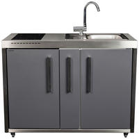 OUTDOORKÜCHE - Schieferfarben/Edelstahlfarben, Basics, Metall (127/98/62cm)