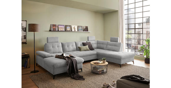 WOHNLANDSCHAFT Grau Webstoff  - Schwarz/Grau, KONVENTIONELL, Kunststoff/Textil (170/324/218cm) - Carryhome