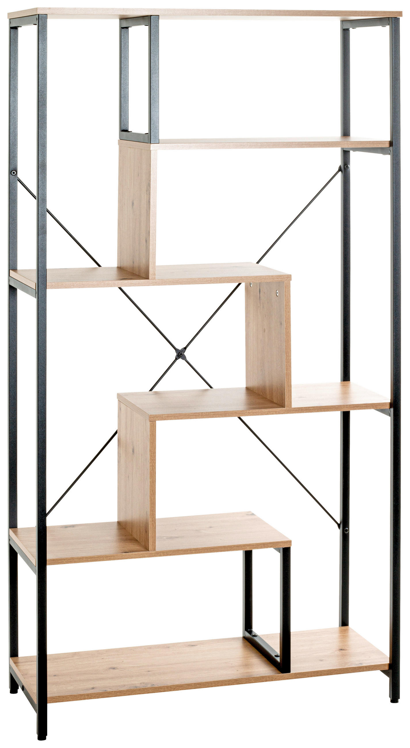 REGAL Schwarz, Eichefarben  - Eichefarben/Schwarz, Design, Holzwerkstoff/Metall (84/163/35cm)