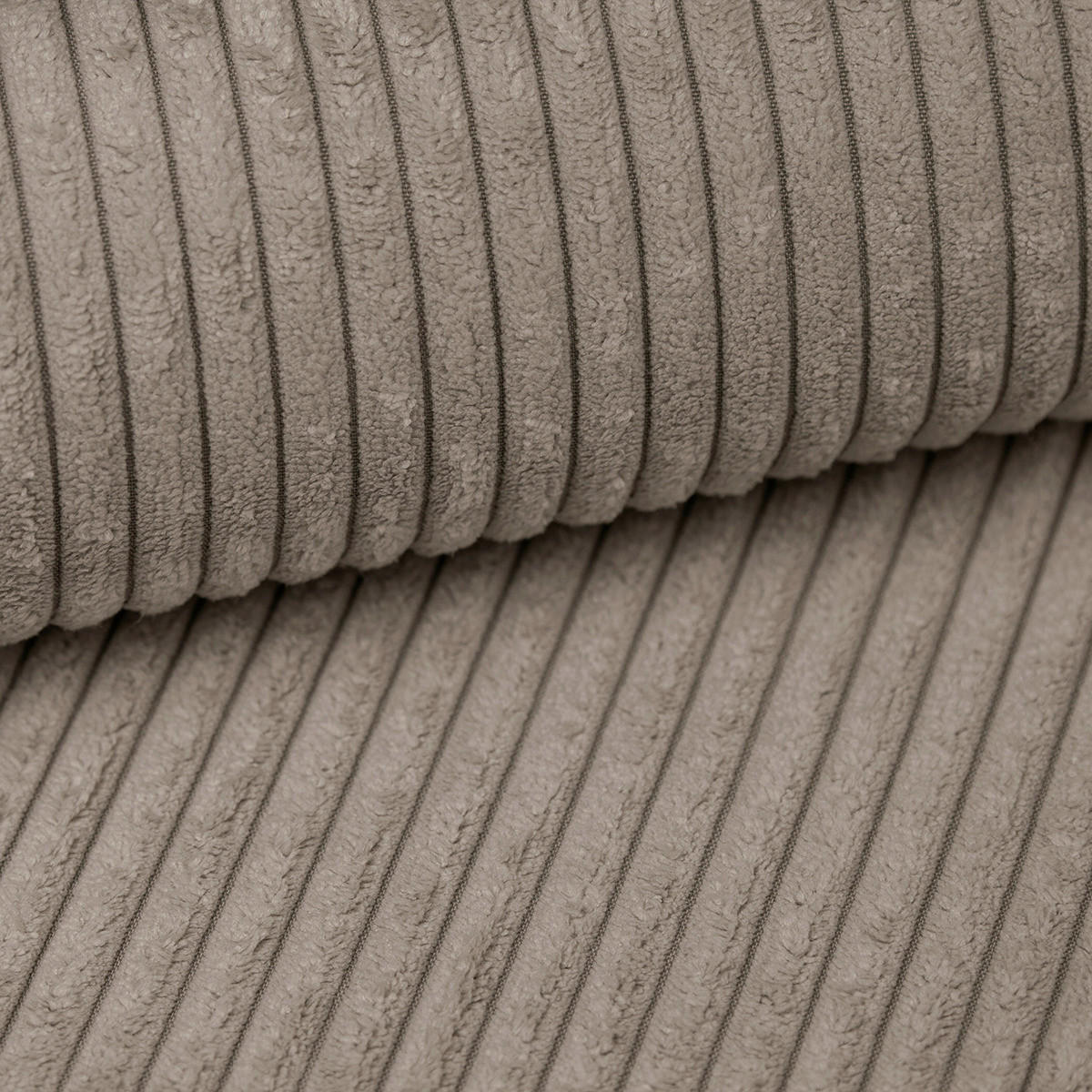 WOHNLANDSCHAFT Taupe Cord  - Taupe/Schwarz, KONVENTIONELL, Textil/Metall (148/303/197cm) - Carryhome