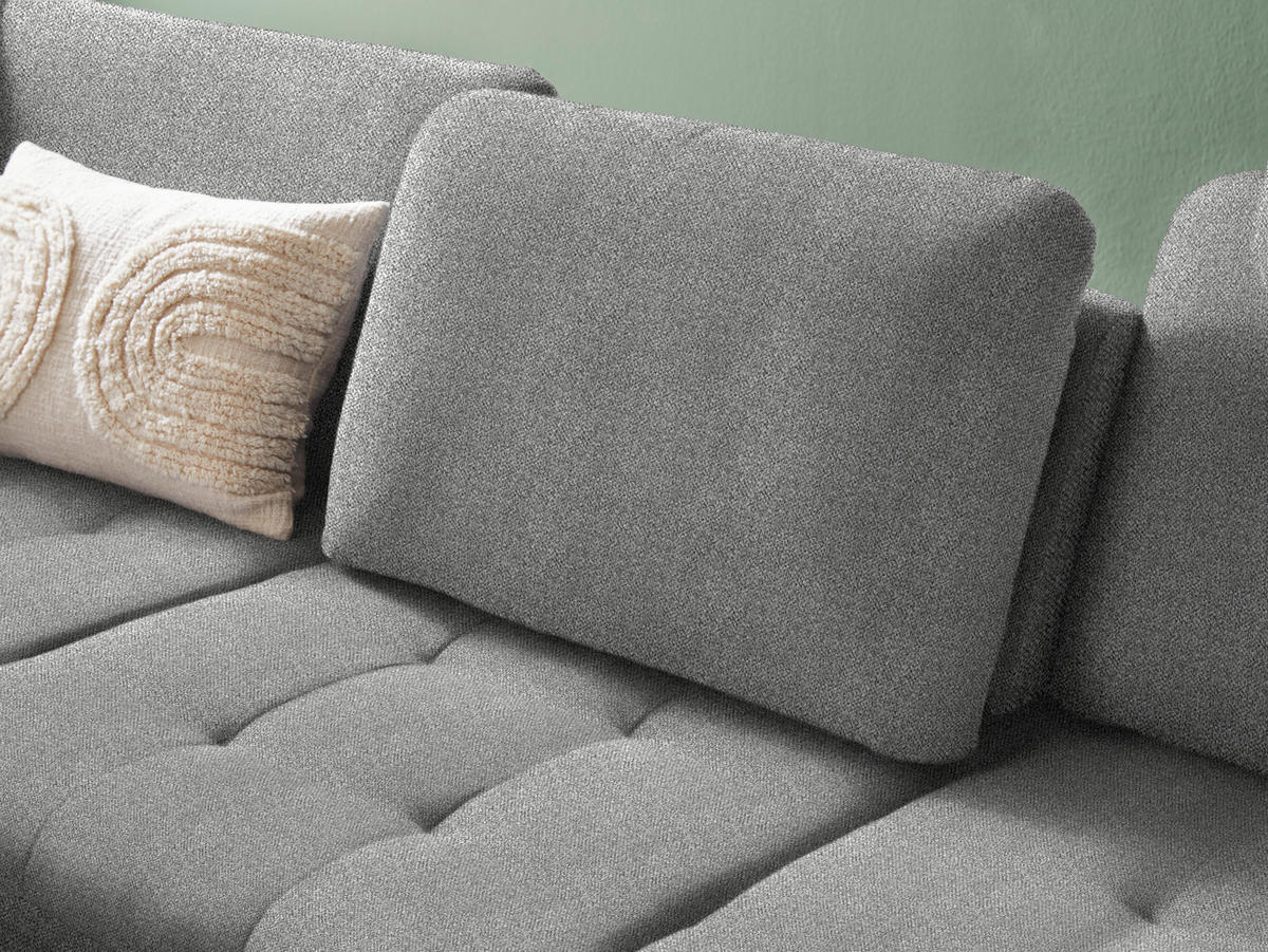 ECKSOFA in Bouclé Hellgrau  - Hellgrau/Schwarz, Natur, Textil/Metall (233/288cm) - Valnatura