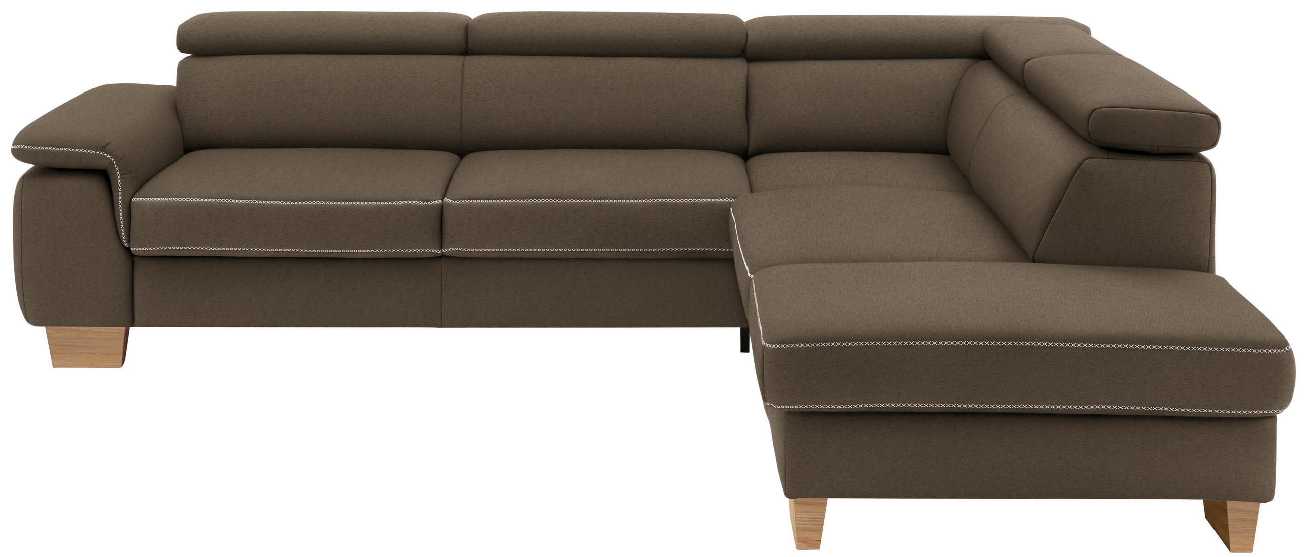 ECKSOFA Mikrofaser Braun  - Eichefarben/Beige, Lifestyle, Holz/Textil (226/273cm) - Beldomo System
