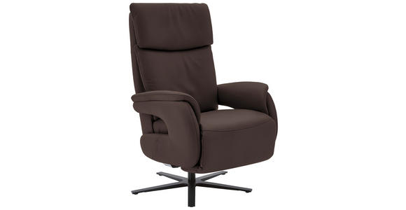 RELAXSESSEL in Leder Dunkelbraun - Dunkelbraun/Schwarz, Design, Leder/Metall (70/117/85cm) - Dieter Knoll